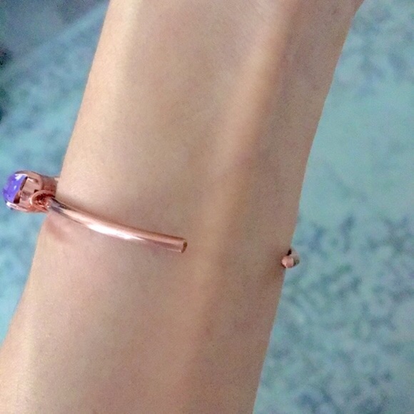 Raw Copper Pink+ Purple Crystal Ombré Bangle Bracelet - Picture 5 of 9